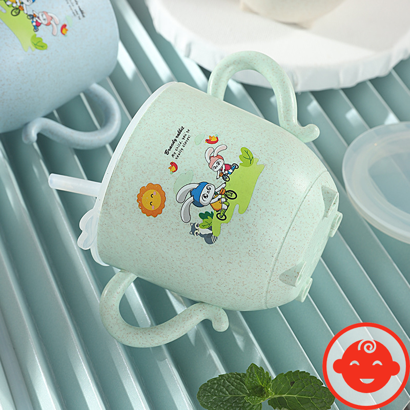 Cốc uống nước lúa mạch KÈM ỐNG HÚT 270ml cho bé