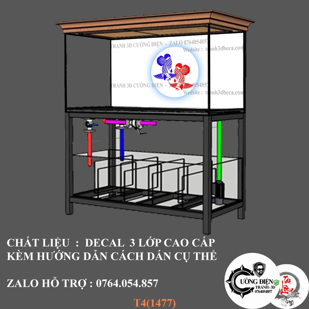 Decal dán trang trí bể cá cảnh 3D