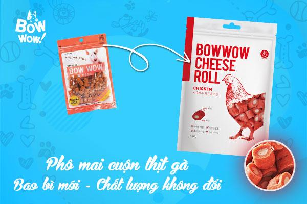 [HCM]Snack cho chó Phô mai cuộn thịt gà Bowwow 120g