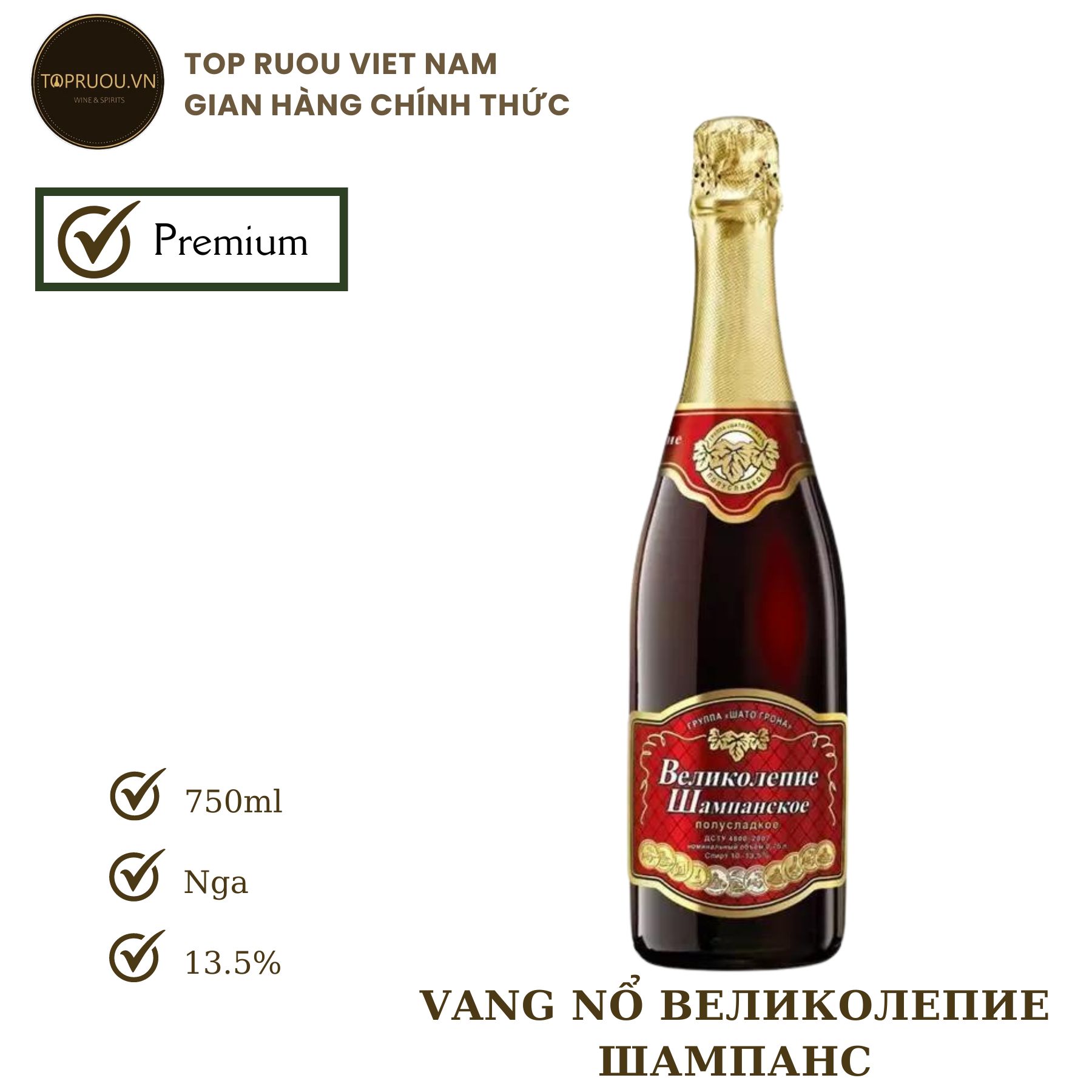 [TopRuouVietNam] Rượu Vang Nổ Великолепие Шампанс - Красное Игристое - Белое Игристое Sparkling Wine 750ml [Hàng Thật]