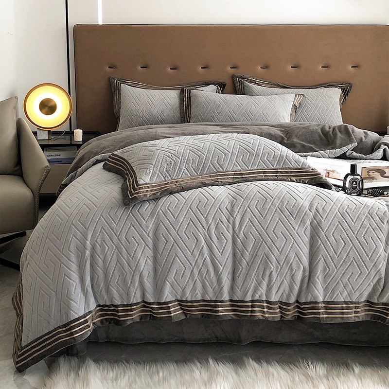 Bộ chăn ga nỉ Hlhome bedding dệt hình thoi siêu mịn