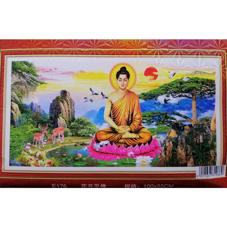 Tranh thêu chữ thập Phật thích ca thêu full E176