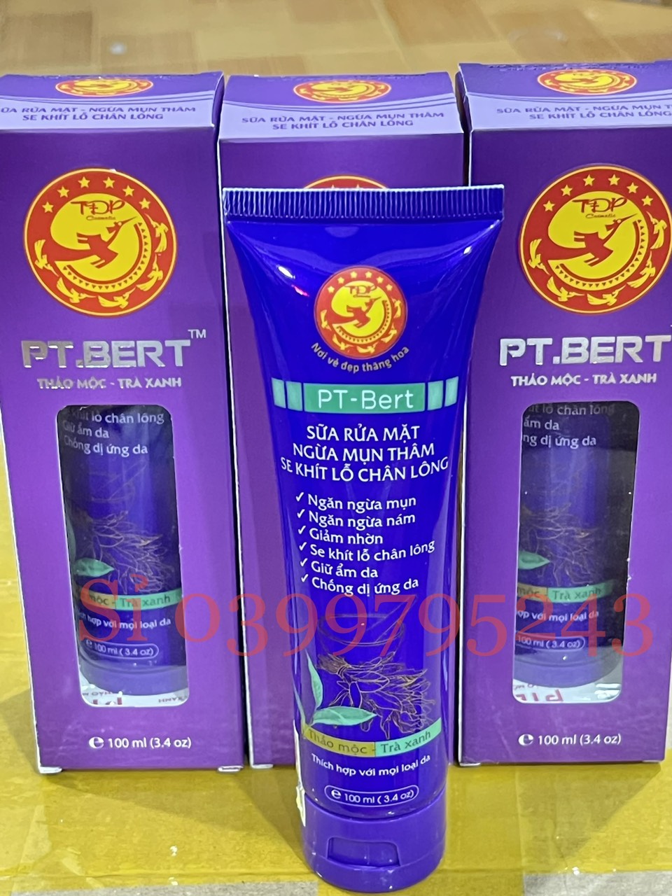 Sữa rửa mặt pt. bert thảo mộc trà xanh, mụn nám trắng da 100ml
