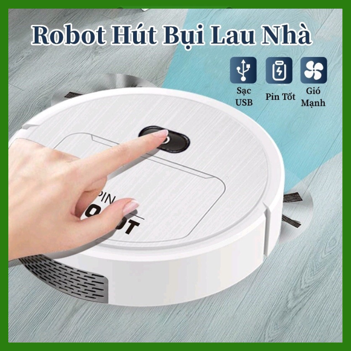 Máy robot hút bụi lau sàn nhà thông minh 3 trong 1 tiện dụng cho gia đình Loại 1 , Bảo Hành 12 tháng