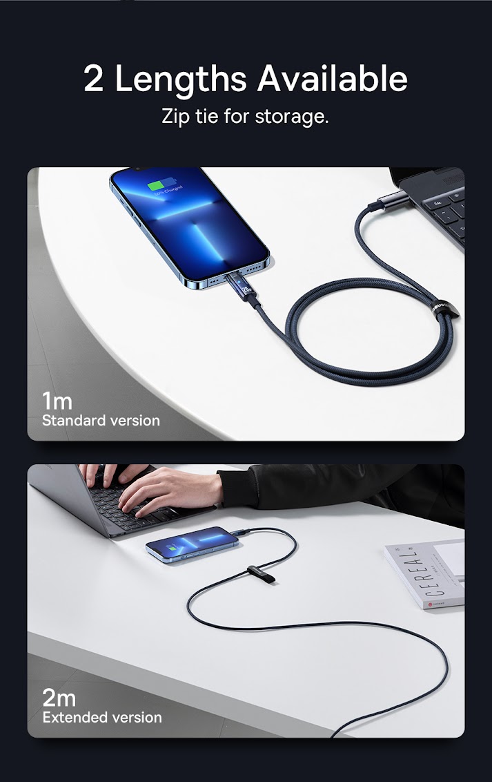 Cáp Sạc nhanh Tự Ngắt Gen2 Baseus Explorer Series cho iPhone/ iPad (Type C to Lightning Auto Power-Off, PD 20W Fast Charging Data Cable )