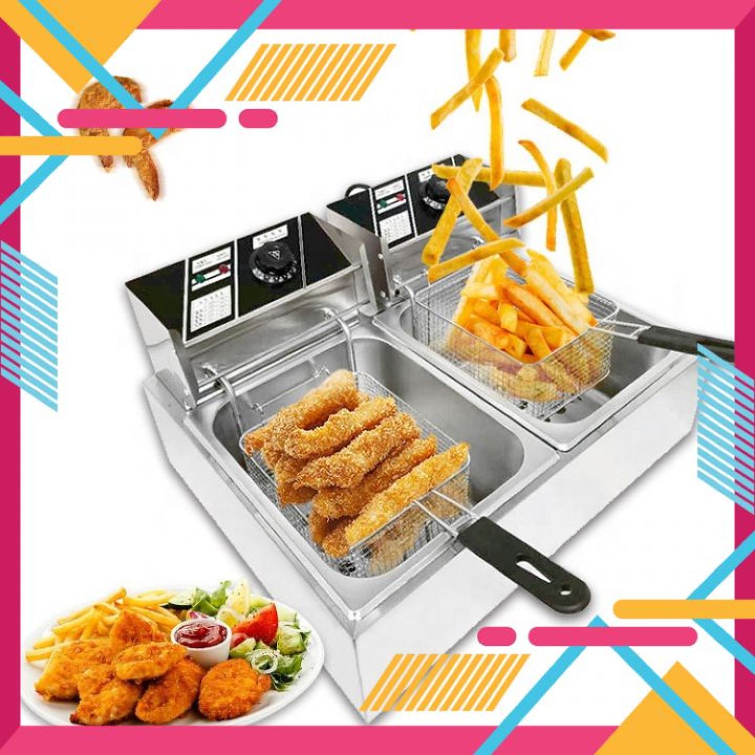 BẾP CHIÊN NHÚNG ĐIỆN ĐÔI 2 TANKS 8L