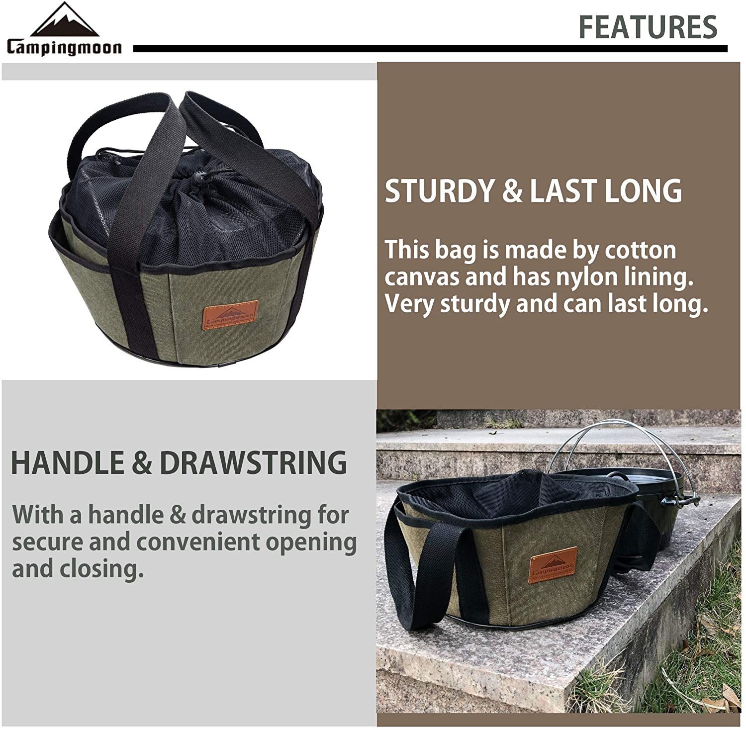 Túi đựng nồi gang Campingmoon DO-28-BK