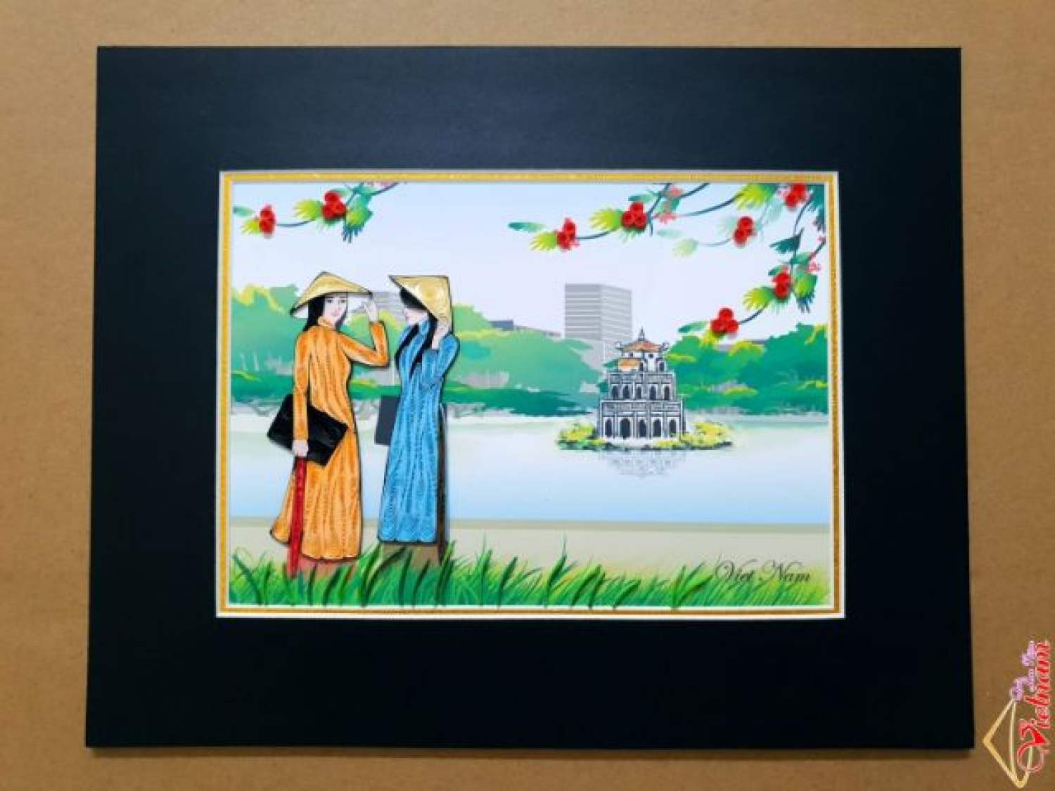 Tranh giấy xoắn lưu niệm (20×25cm)