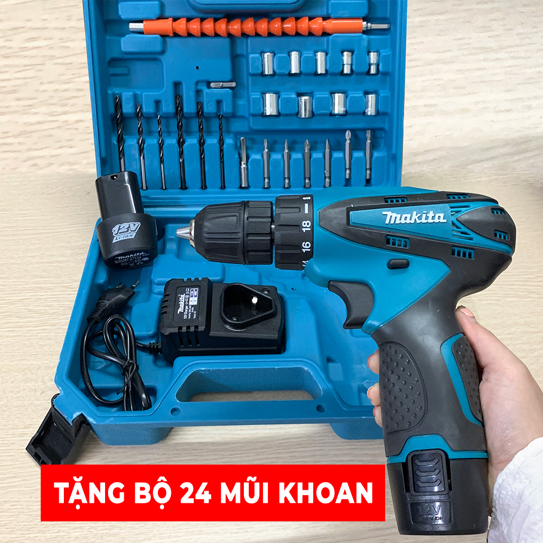 [HCM]Máy Khoan Pin Máy KhoanBộ Khoan Pin Giá Rẻ TPHCM Bộ Máy Khoan Makita 12V Pin Sạc Kèm Nhiều Đầu Vặn - Sản Xuất Theo Tiêu Chuẩn Công Nghệ Nhật Bản - Bắt Ốc - Sửa Nhà - Khoan - Bảo Hành 12 Tháng Toàn Quốc