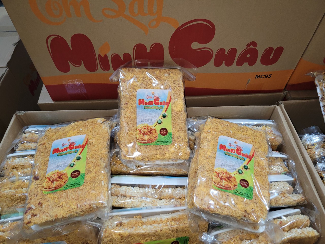 CƠM CHÁY CHÀ BÔNG/GẠO LỨT RONG BIỂN - CƠM SẤY MINH CHÂU - GÓI 250GR - GÓI 2,5 MIẾNG LỚN - đơn từ 3 gói được đóng gói chống sốcvới màng cột khí