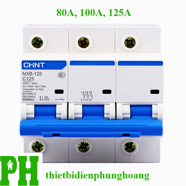 Aptomat - MCB CHINT 3 Pha (80A, 100A, 125A) loại NXB-125 10ka [CHÍNH HÃNG] [GIAO NHANH]