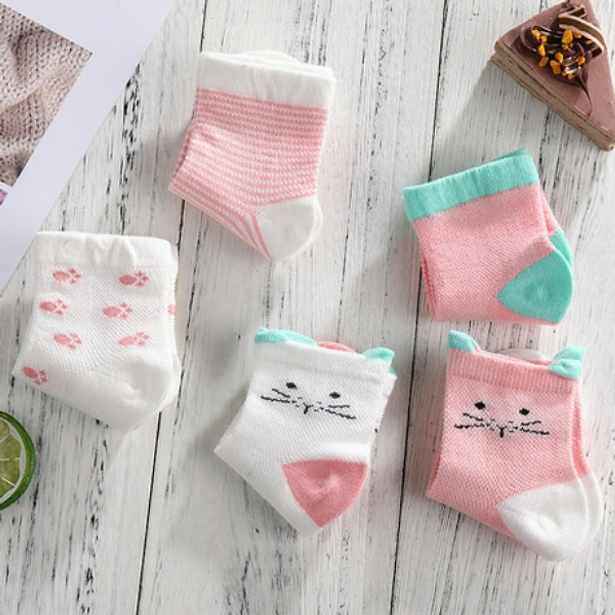 Set 5 đôi Tất vớ cotton cho bé thấm hút mồ hôi hiệu quả