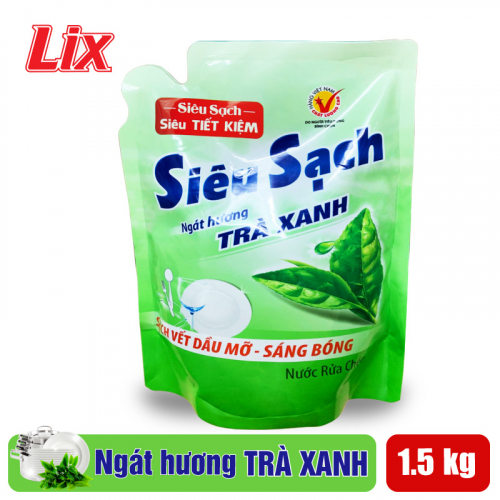 Nước rửa chén Lix 1.5kg hương trà xanh/chanh