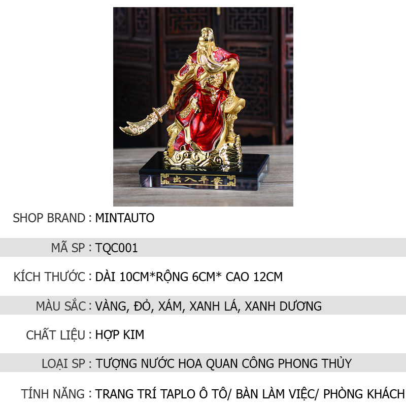 Tượng quan công phong thủy trang trí taplo xe hơi hoặc bàn làm việc cao cấp - sang trọng