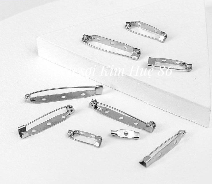Phôi pin cài áo đế dài màu bạc