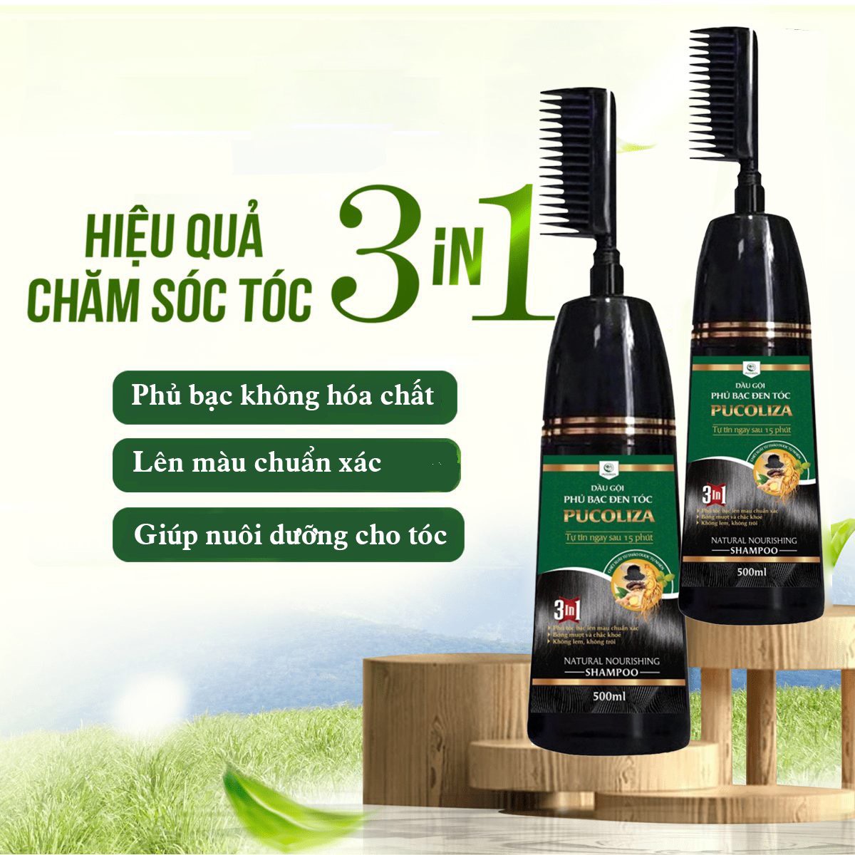 Dầu gội nhuộm tóc bạc, nâu thảo dược PUCOLIZA/HAMIKO