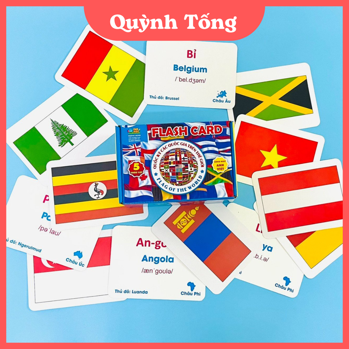 Bộ 175 Thẻ Học Cờ Các Nước - Flashcard Song Ngữ Quốc Kỳ Cho Bé Bibo