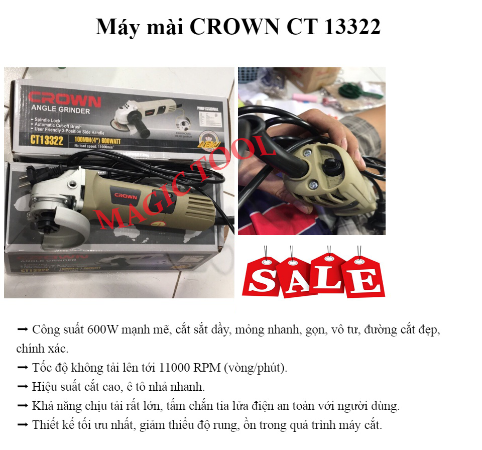 MÁY MÀI GÓC CHÍNH HÃNG CROWN CT13322