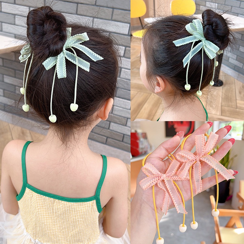 🌺 Set 2 Dây cột tóc đính nơ dễ thương cho bé gái