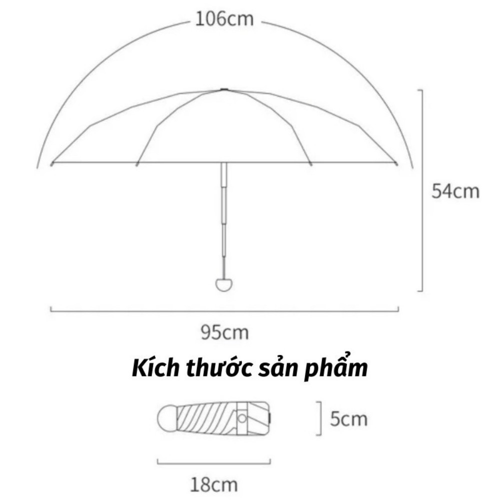 Ô Che Nắng Dù Che Mưa Mini Bỏ Túi Gấp Gọn Nhiều Màu Chống Thấm Chống Tia UV Hiệu Quả Ô Dù Toki