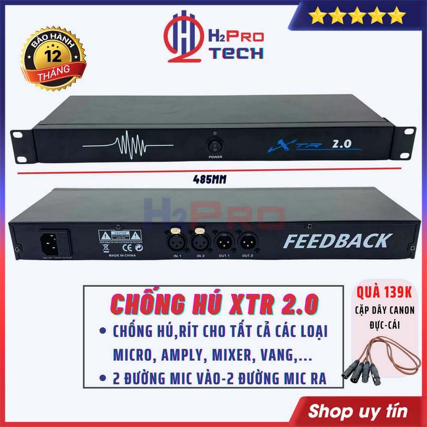 Chống Hú Feedback Xtr 2.0 Thiết Bị Chống Hú Micro Cao Cấp Loại 2 Đường Mic, Tặng 2 Dây Canon Đực Cái, Bh 12t-H2Pro Tech