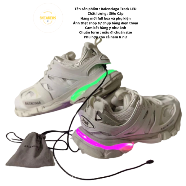 Sỉ lẻ giày sneaker các mẫu giày dép thể thao nữ thể thao nam BALENCIAGA TRACK LED Màu Trắng đế tách phân tầng full box và phụ kiện và tặng tất (Vớ)