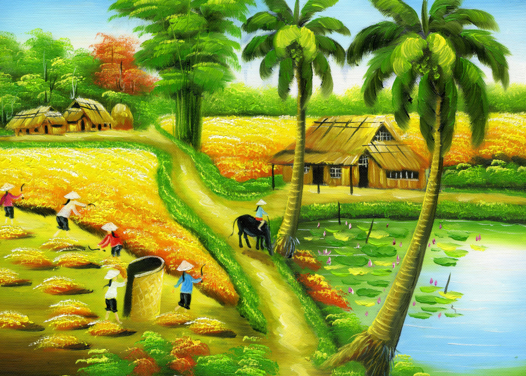[Deal quà tặng] Tranh dán tường 3d đồng quê