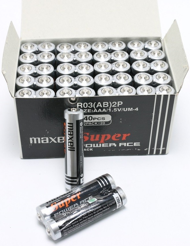 2 vỉ pin aaa 1,5v toshiba, maxell super power ace black r03 ab 2p