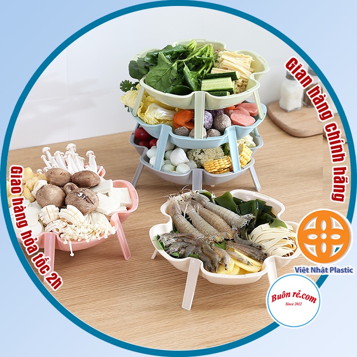 Bộ 3 khay xếp tầng đựng đồ ăn lẩu Việt Nhật, Đĩa mứt khay hoa quả 3 chân có thể xếp tầng Khay đựng bánh kẹo 01472