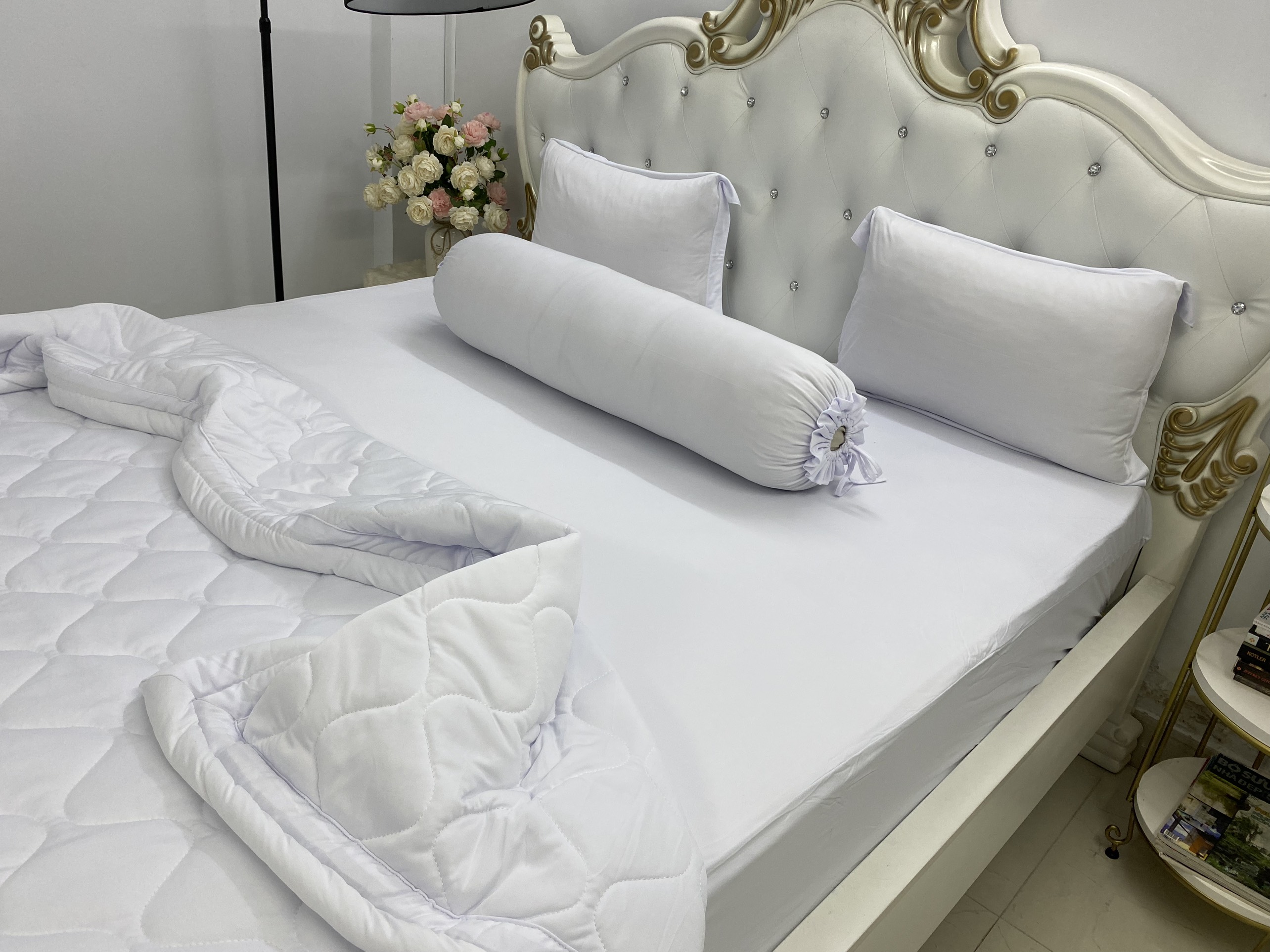 [HCM]Bộ drap thun Hàn Quốc loại 1 có mền 5 món ( 1 drap + 1 chăn chần bông + 3 áo gối) đủ size