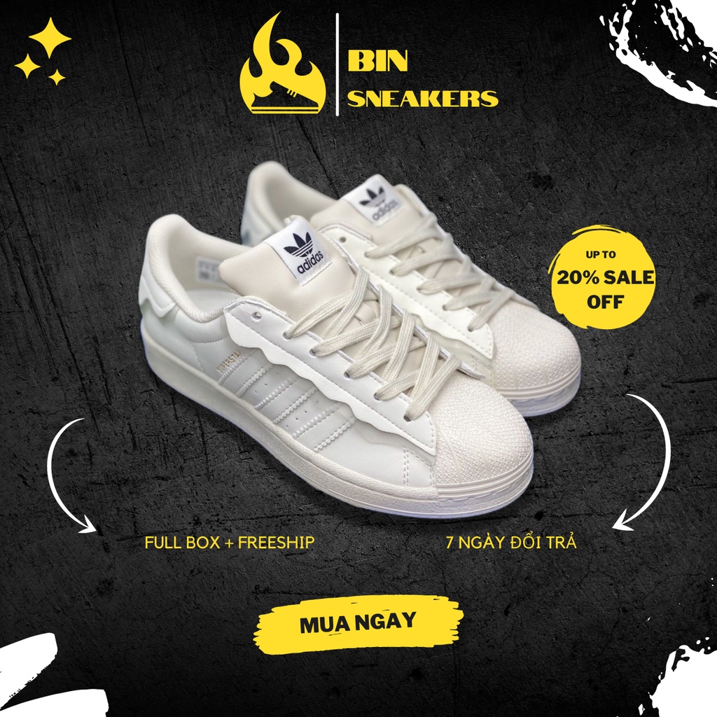 Giày Adidasss Superstar Das Sò 3 Màu Kem, Hồng, Xanh  full box, Giày thể thao Adidas Sò Trắng Đen bản Classic cực xinh