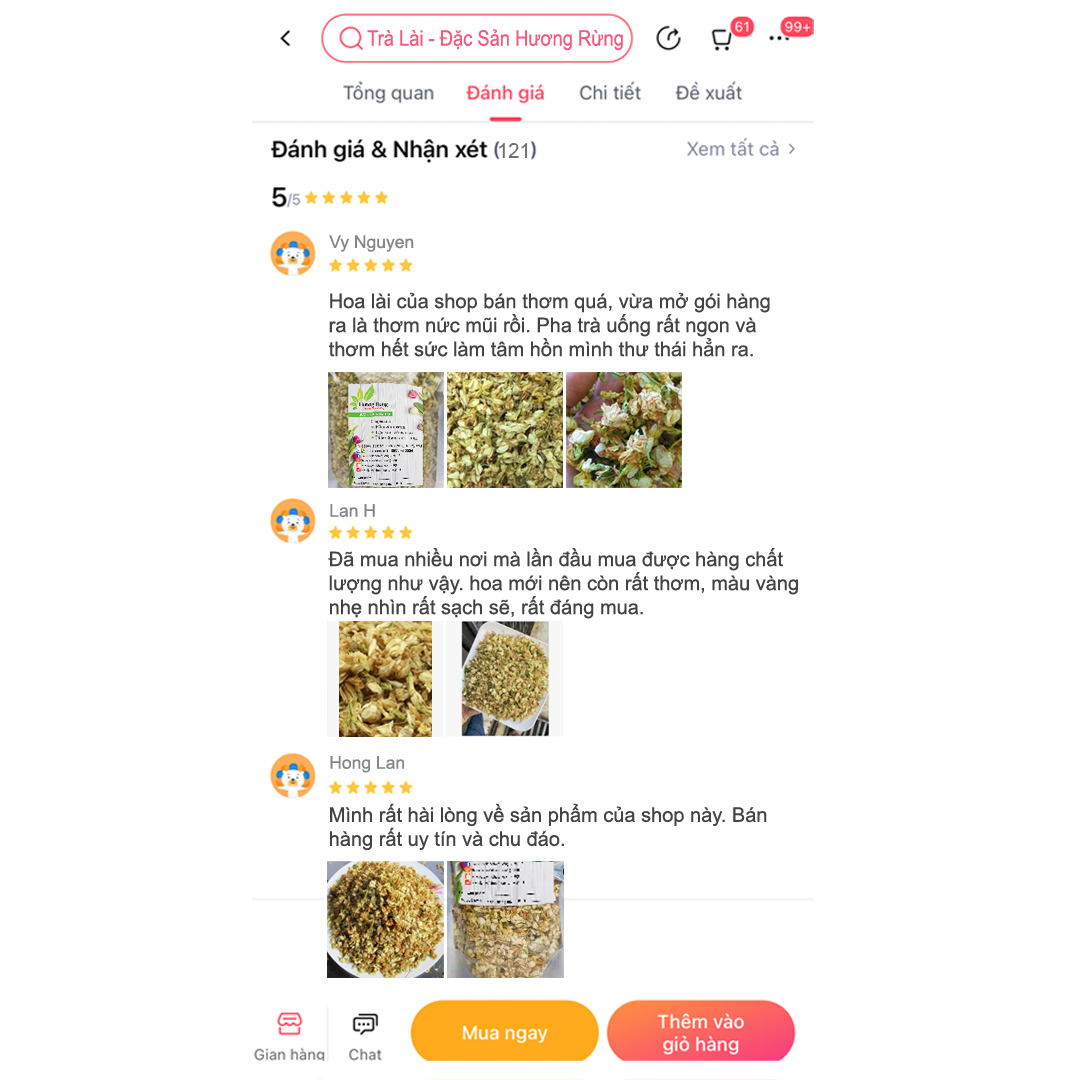 TRÀ LÀI (trà hoa nhài) 200g nguyên bông, thơm ngon