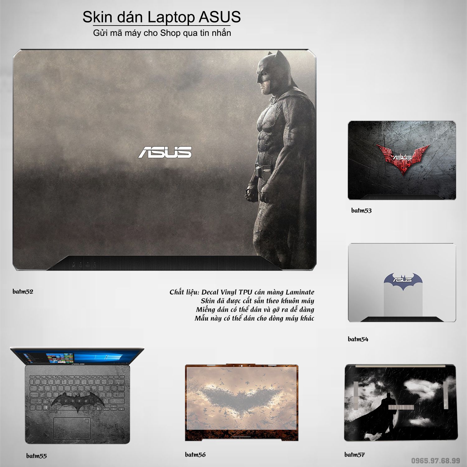 Decal Skin dán Laptop Asus mẫu Batman (inbox mã máy cho shop)
