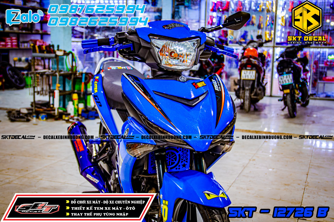 tem trùm exciter 150 xanh đen trắng mxking