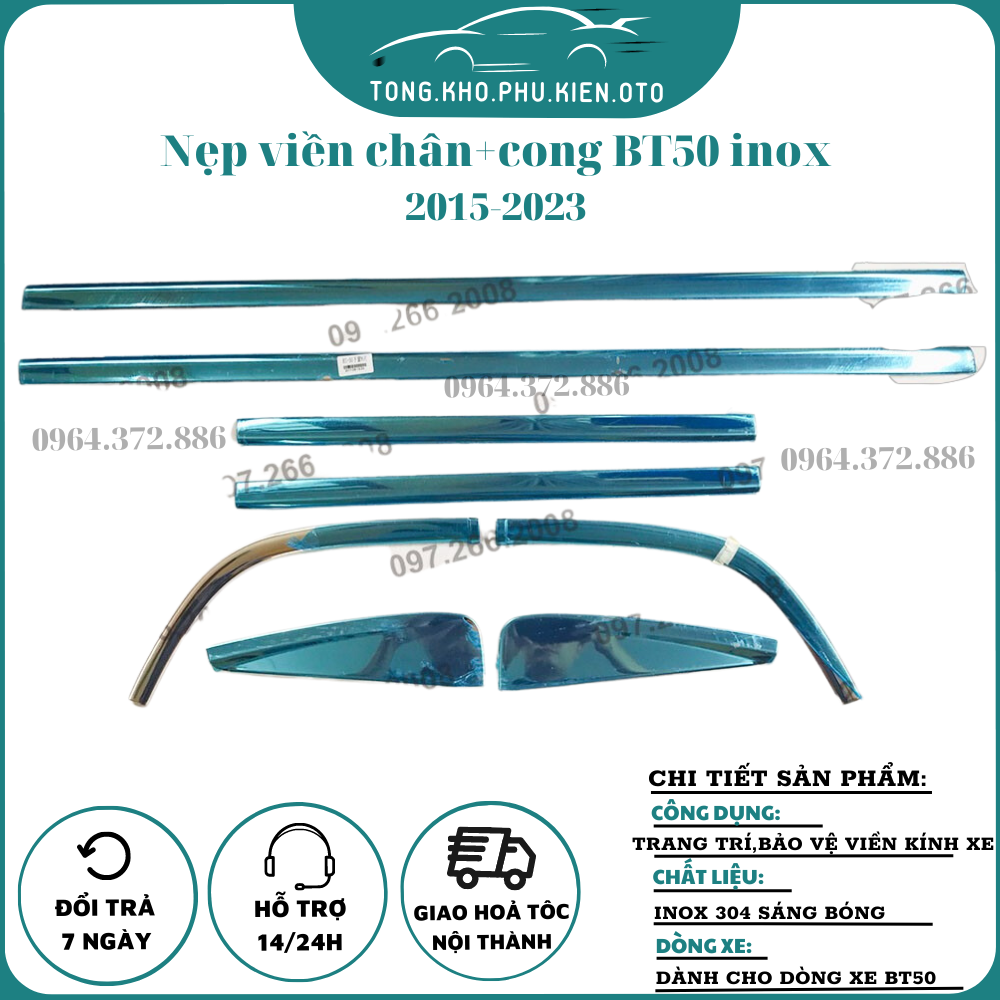 Nẹp viền chân kính xe mazda bt50 2015 - 2023 inox cao cấp