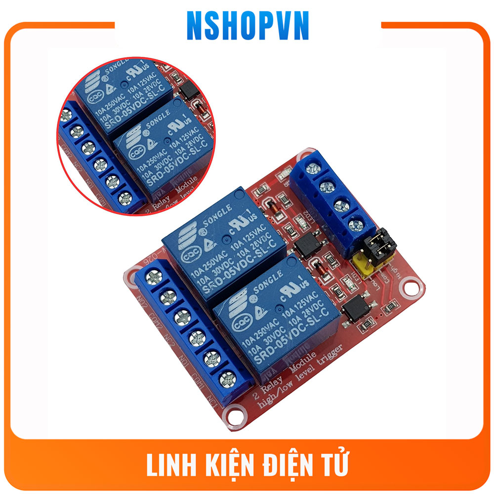 Module 2 Relay Với Opto Cách Ly Kích H/L (5VDC)