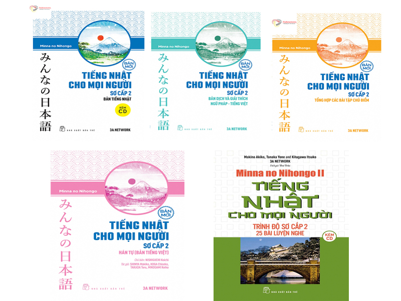 Sách - Combo 5 Cuốn Minna No Nihongo Sơ Cấp 2 Trình Độ N4 - Phiên Bản Mới