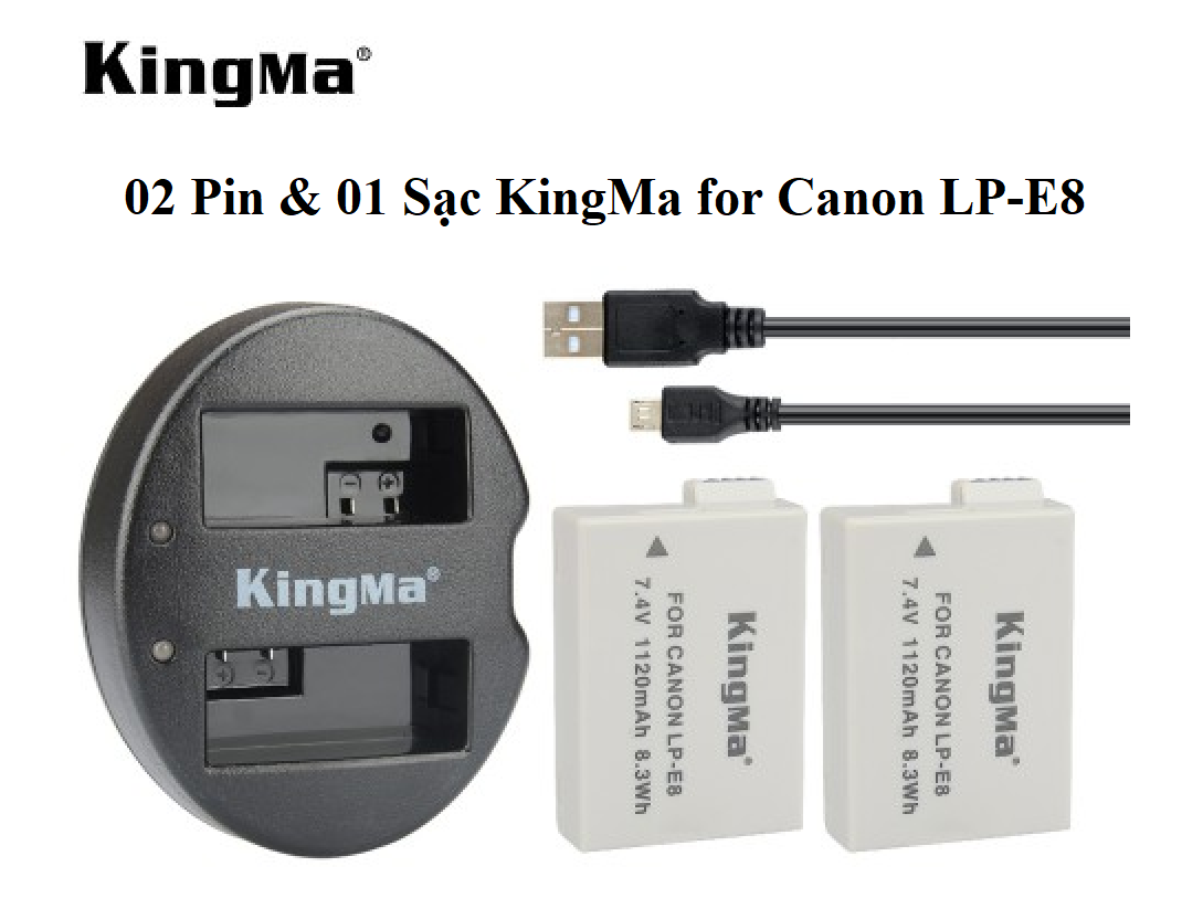 Bộ 02 Pin & 01 Sạc máy ảnh KingMa LP-E8
