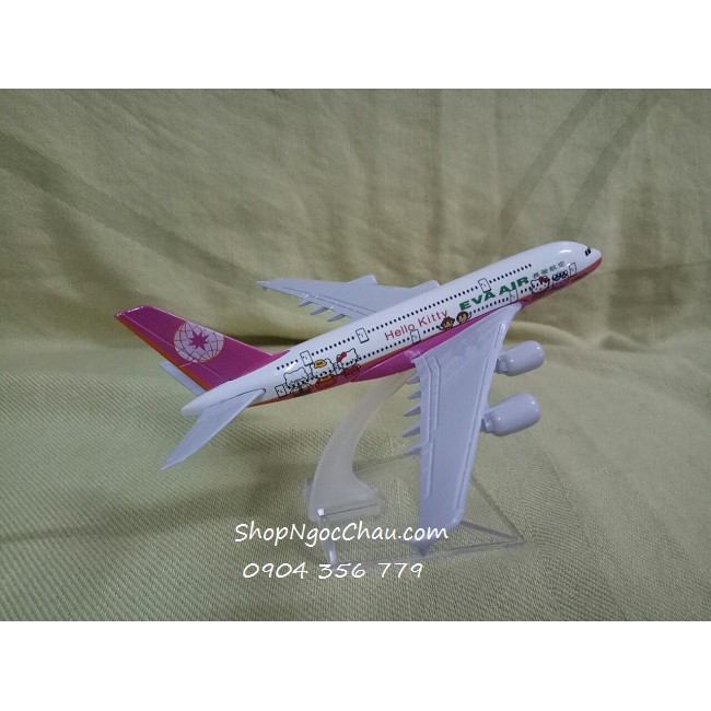 Mô hình máy bay a380 eva air - hello kitty pink 16cm