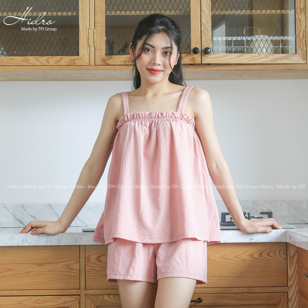 Bộ đồ ngủ nữ hai dây chất đũi siêu mềm mát