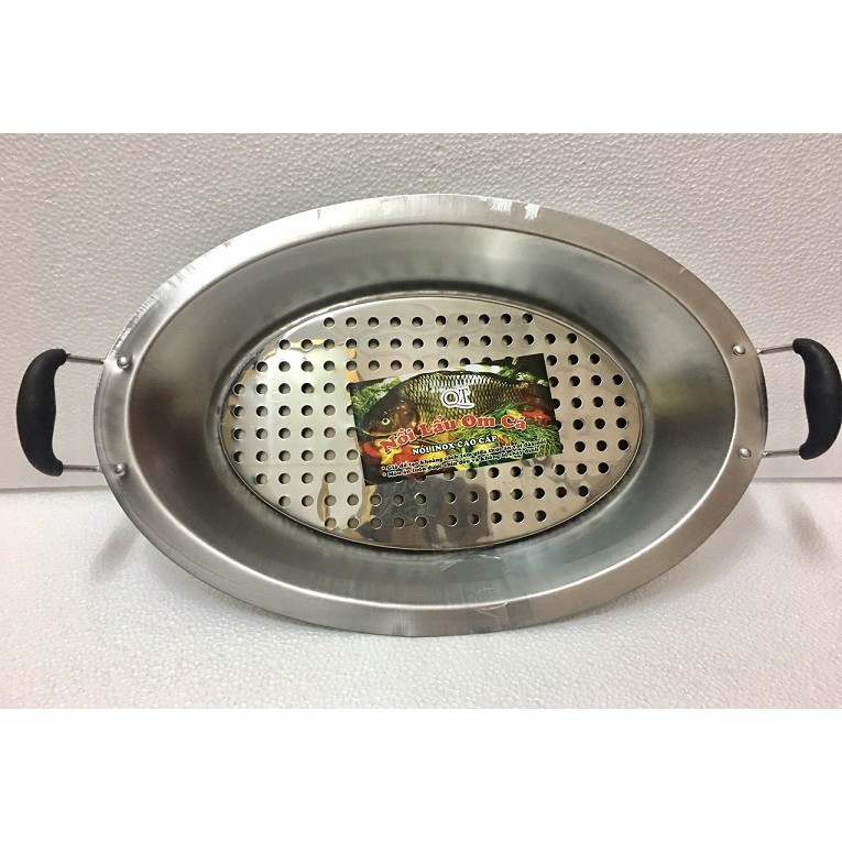 Khay om cá inox cao cấp, khay cá chép om dưa inox cao cấp, dụng cụ om cá - khay om cá đa năng inox cao cấp, bộ khay cá om dưa, bộ khay chảo lẩu cá chép om dưa