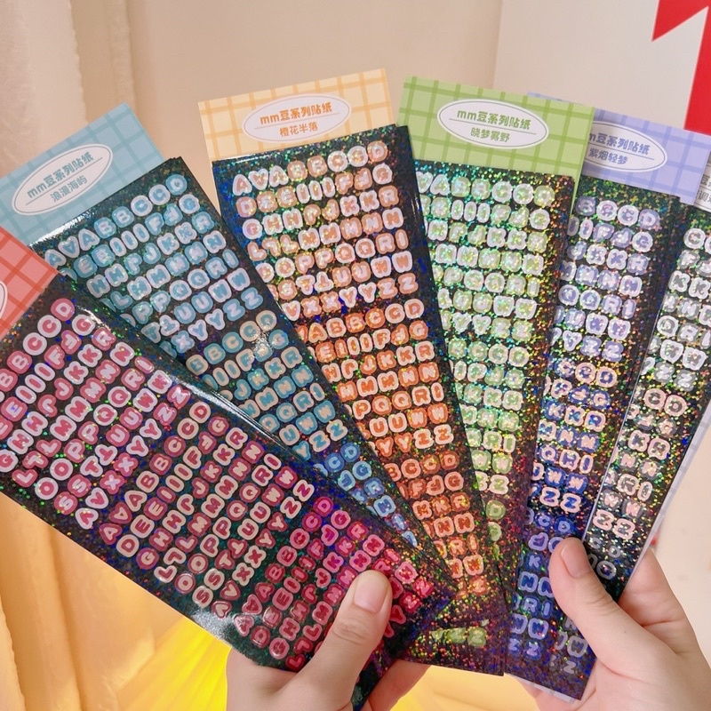 Sticker chữ số, chữ cái nhũ trang trí card album, trang trí sổ tay, bullet journal
