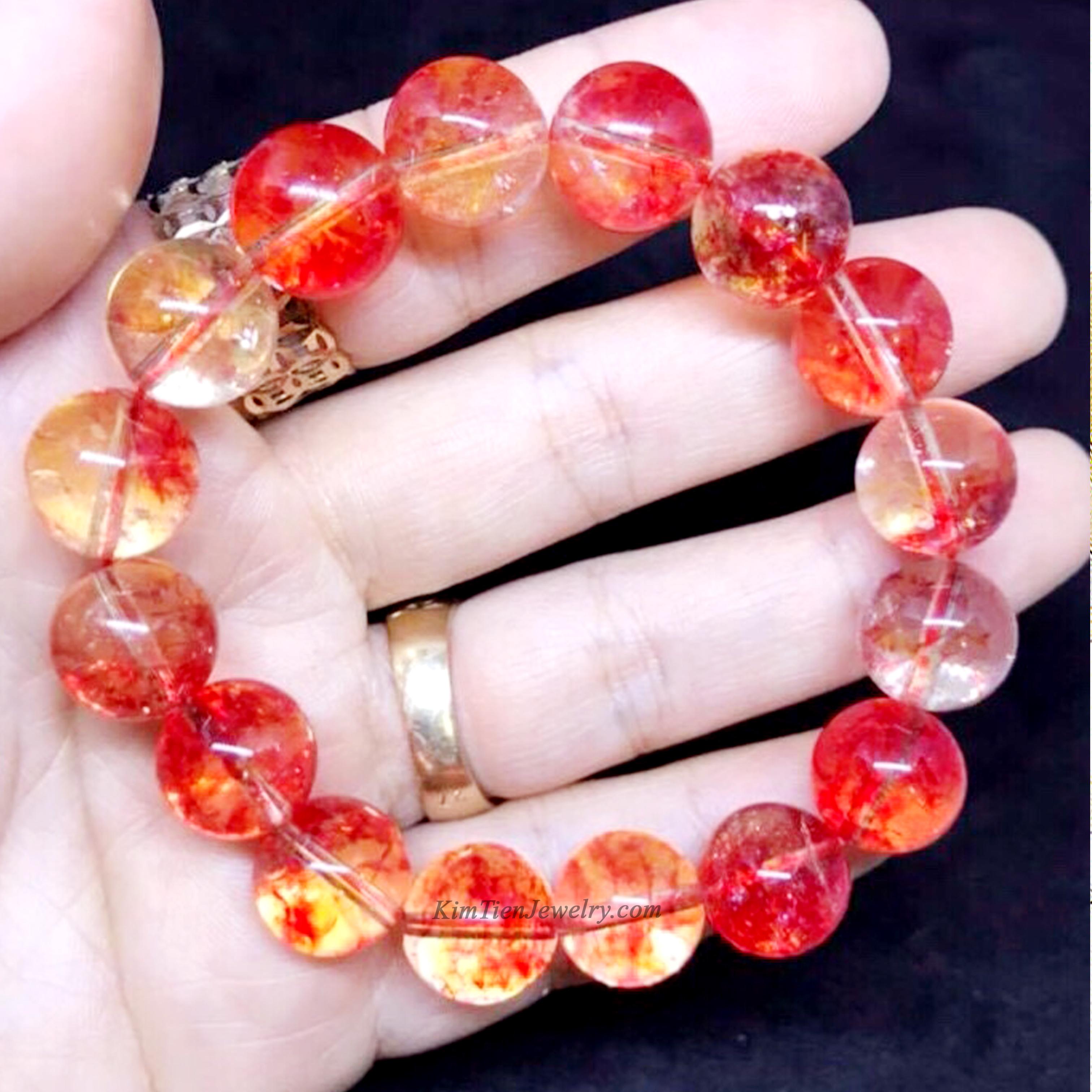Vòng tay phong thủy ưu linh đỏ - tặng kèm dây, đá dự phòng - hợp mệnh hỏa, mệnh thổ