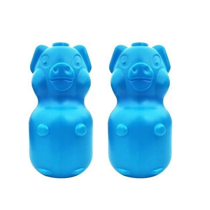 Bộ 2 chai thả bồn tẩy xanh cầu làm thơm diệt khuẩn hình con lợn 230g KL655