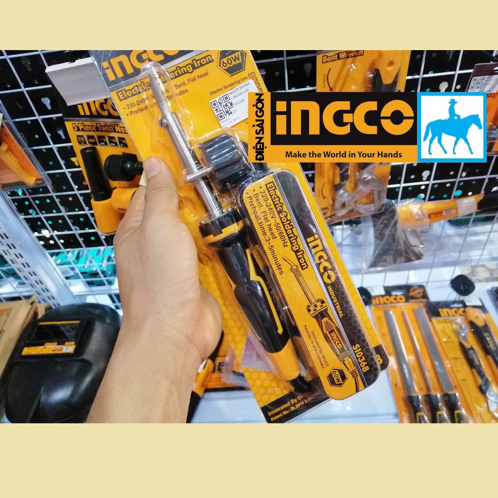 Mỏ hàn chì Mũi cong 60W 220V INGCO SI0368
