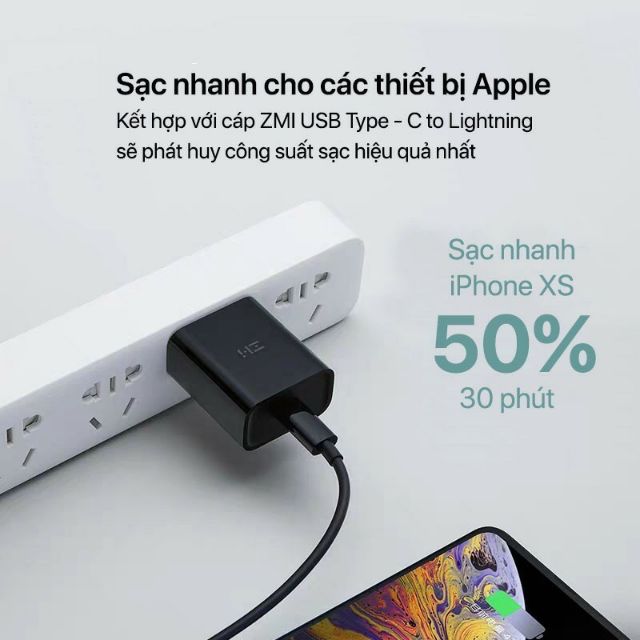Củ sạc nhanh PD ZMI HA711, HA716 cho Apple, cổng USB Type - C