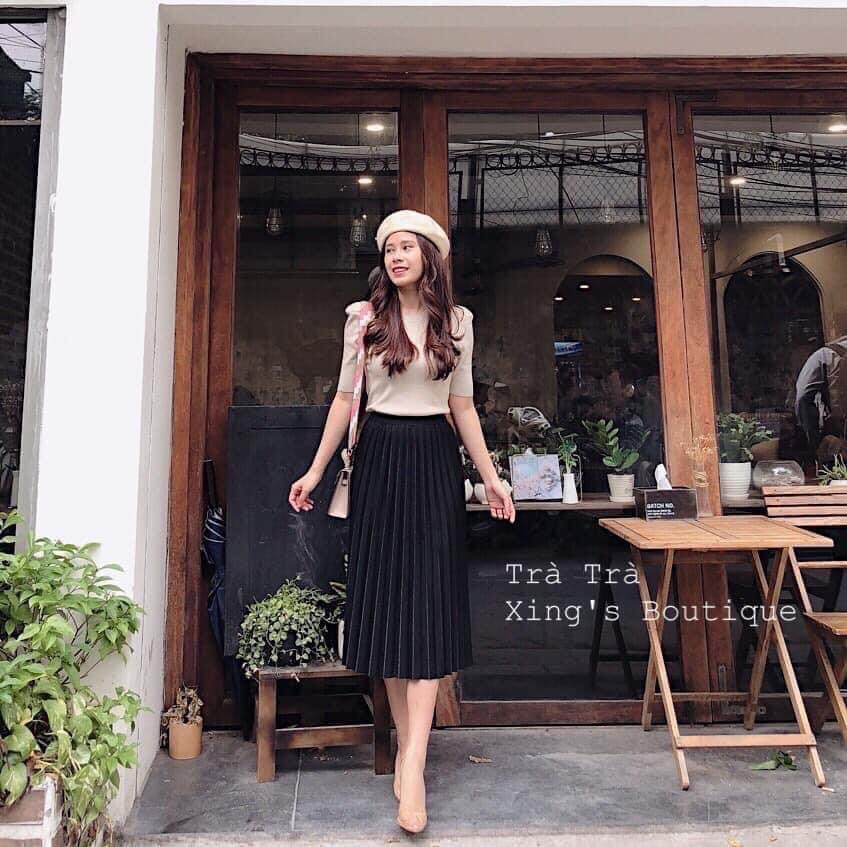 Chân váy xoè xếp ly
