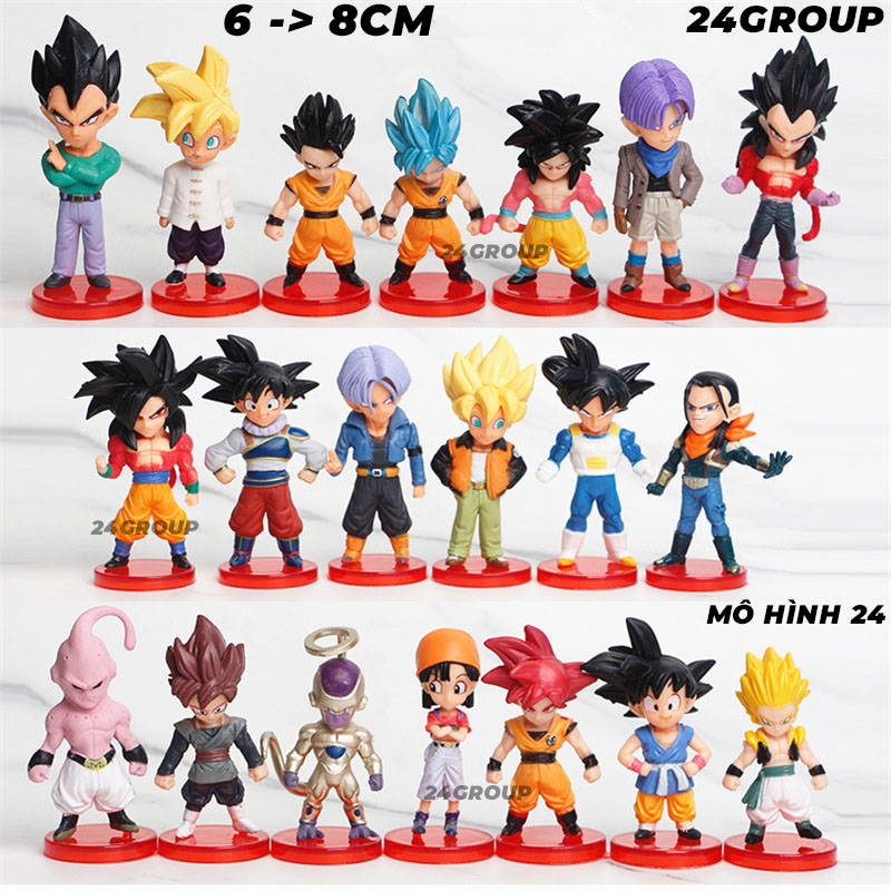 COMBO 20 Mô hình tượng chibi goku mini dragon ball android 17 trunks vegeta dragonball Majin buu pan songoku mini để bàn mô hình goku mini 7 viên ngọc rồng