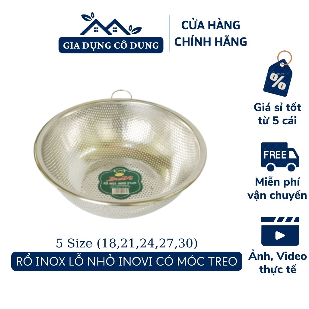 Rổ inox cao cấp lỗ nhỏ inovi