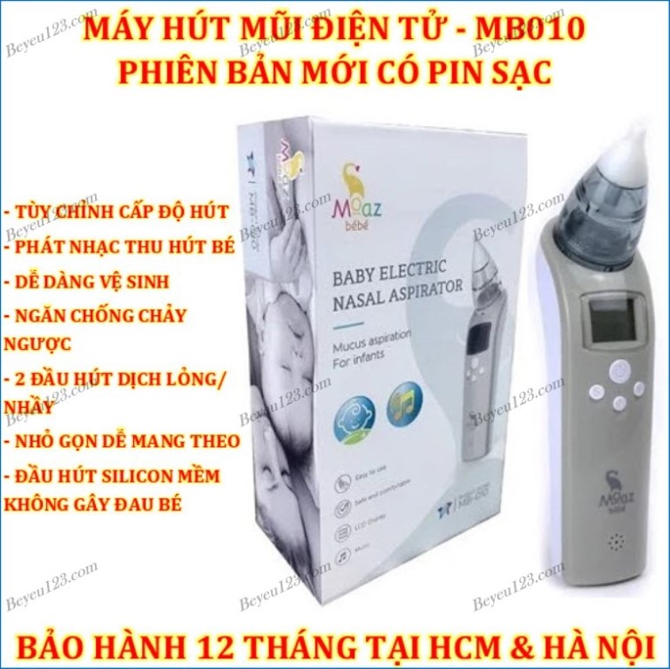 Máy hút mũi điện tử moaz bébé có nhạc cho bé và người lớn - hút gỉ mũi, dịch mũi mb - 010 mgg